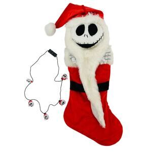 Disney Nightmare Before Christmas Jack as Santa Stocking & Light Up Necklace